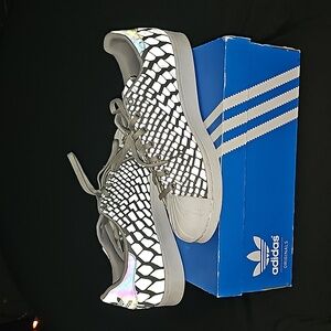 Gray and white Adidas Superstar Xeno mens sz 12